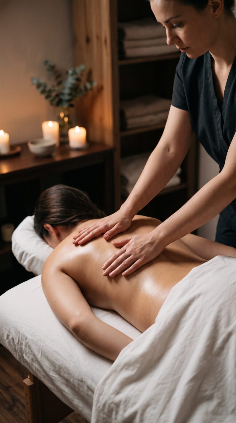 Peaceful Reiki session as part of a stress relief massage