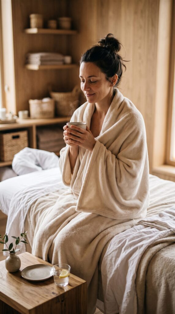 Relaxed client resting after a stress relief massage